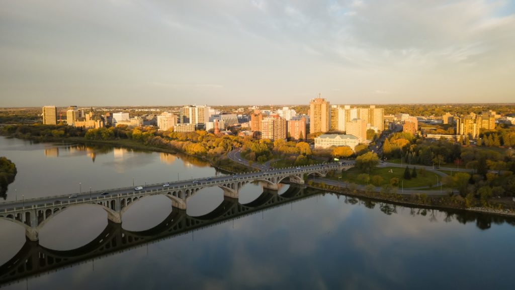 Saskatoon skyline and South Saskatchewan River